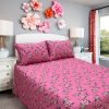 cobreleito casal malha com estampa floral em rosa – moda casa