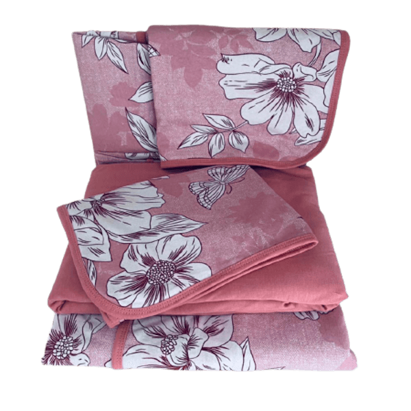 Jogo de Cama King 4 Peças de Malha Floral Rosa Antigo – Colloda