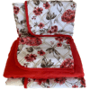 Jogo de lençol 4 peças de malha floral vermelho
