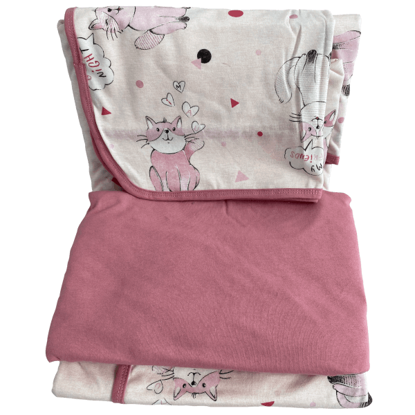 Jogo de lençol solteiro Gatinhos Rosa Antigo - Moda Casa