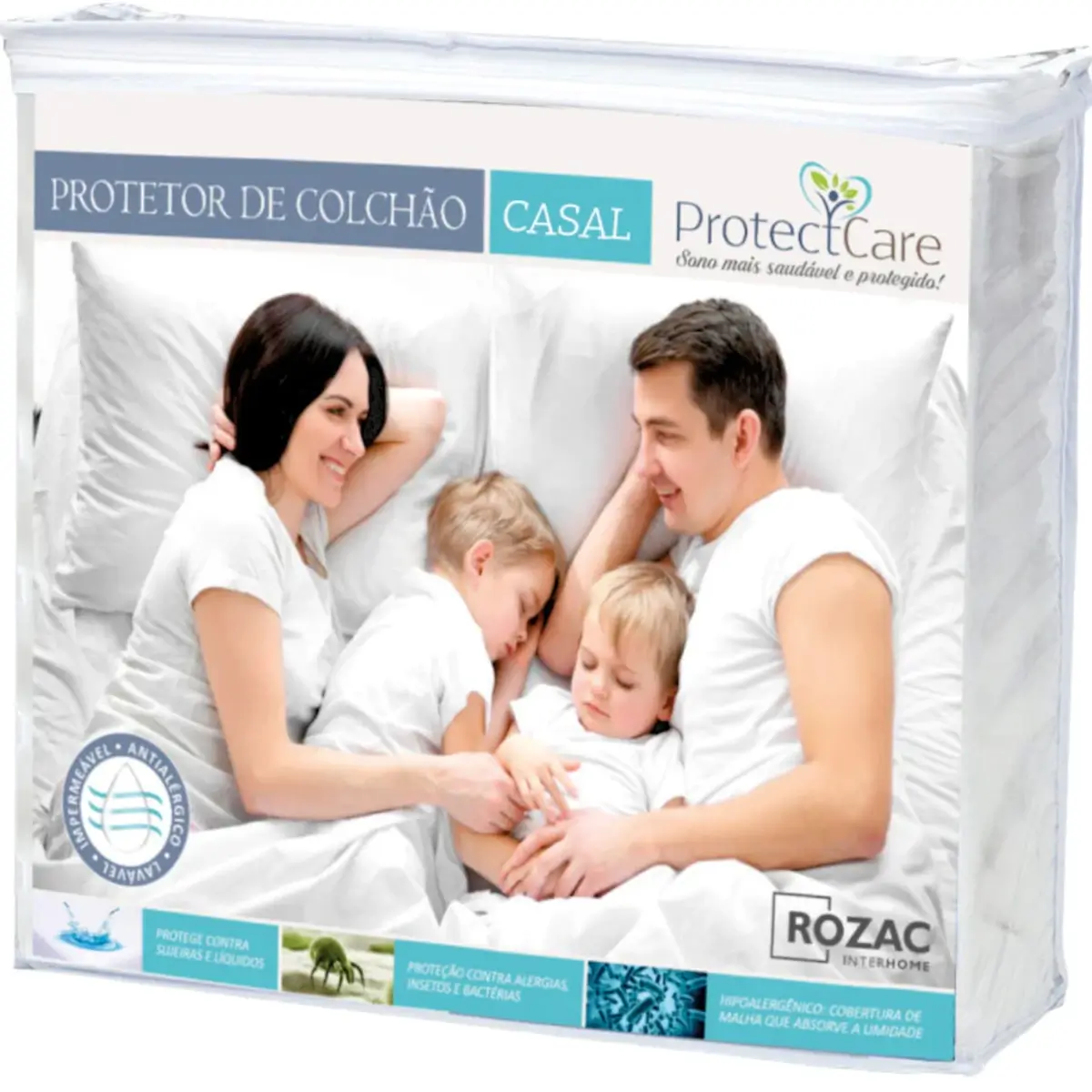 Protetor de Colchão Casal Impermeável Branco – Rozac