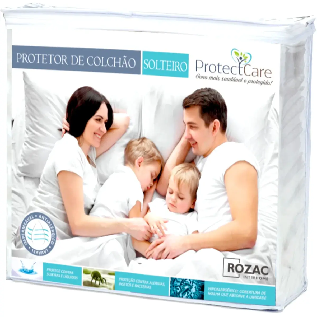 Protetor de Colchão Solteiro Impermeável Branco – Rozac