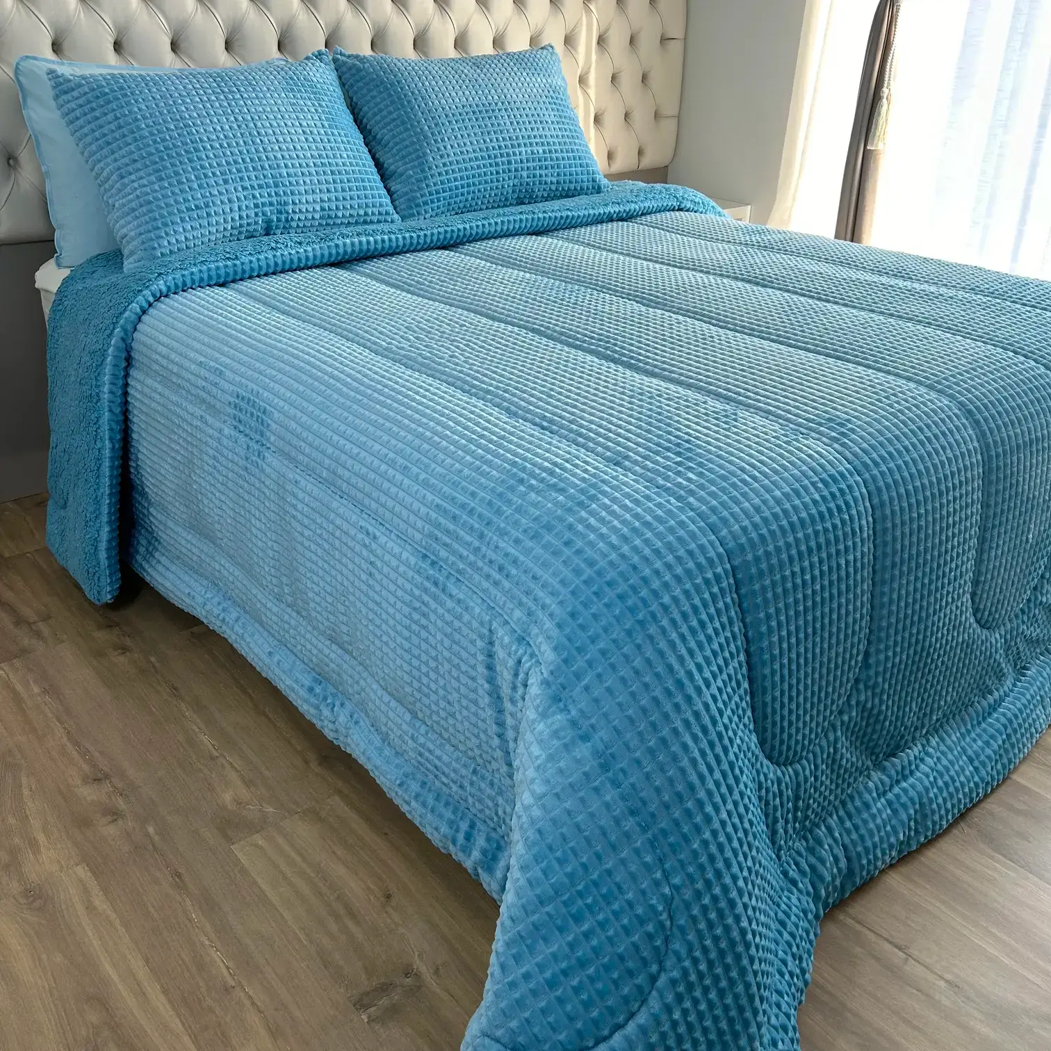 Coberdrom de Plush Casal Azul Claro – Colloda