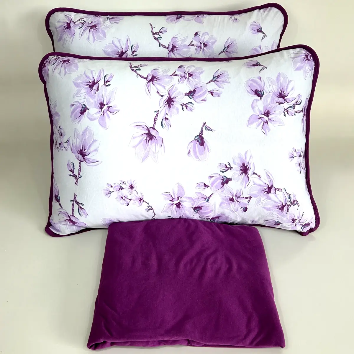 Jogo de Cama Casal 3 Peças de Malha Floral Delicado Roxo – Colloda