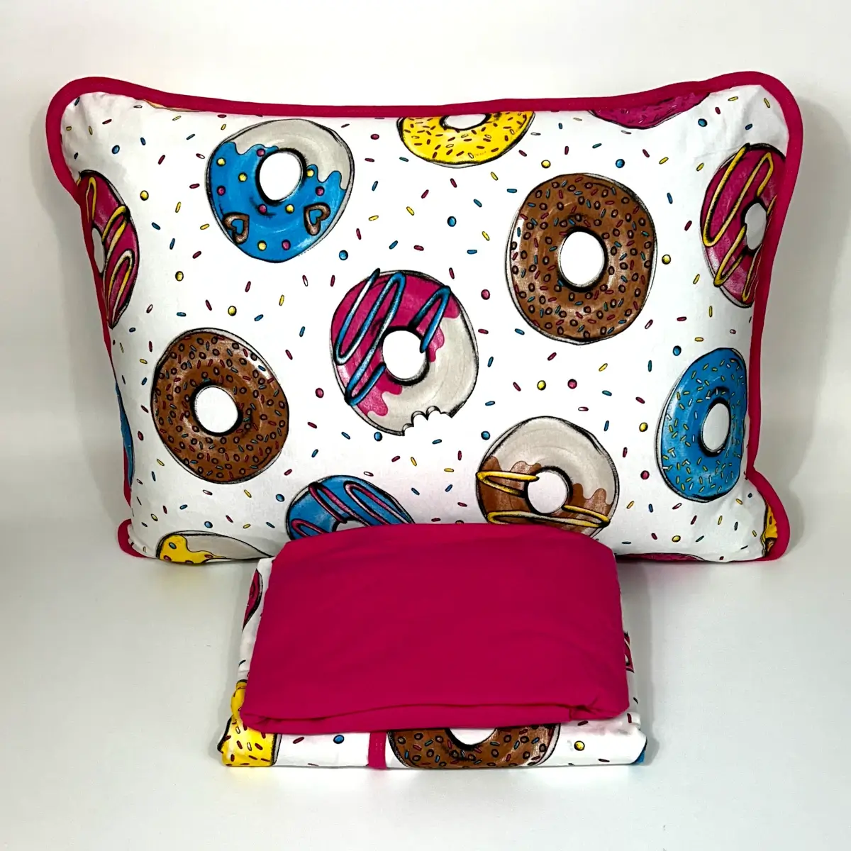 Jogo de Cama Solteiro 3 Peças Malha Donuts Rosa Pink Colloda