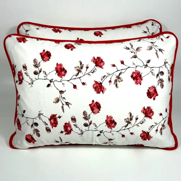 Par de Fronhas de Malha Floral Minimalista Vermelho