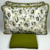 Jogo de Cama 3 Pçs Malha Margaridas Verde Oliva