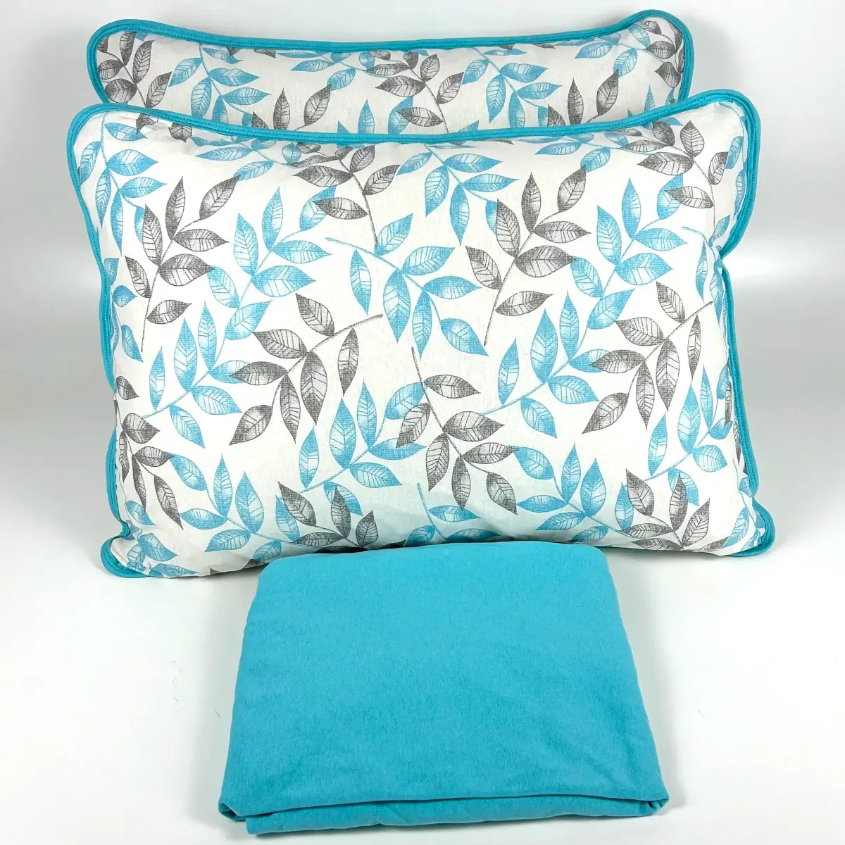 Jogo de Cama Queen 3 Peças Malha Folhagens Turquesa – Colloda