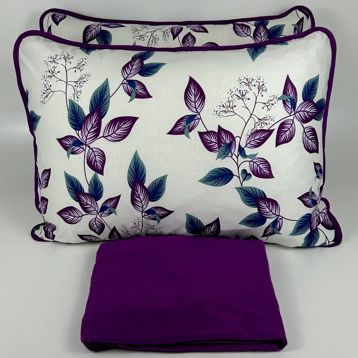 Jogo de Cama Casal 3 Peças Malha Folhagens Roxo – Colloda