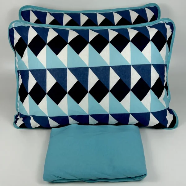 Jogo de Cama 3 Peças Malha Geométrico Azul Piscina