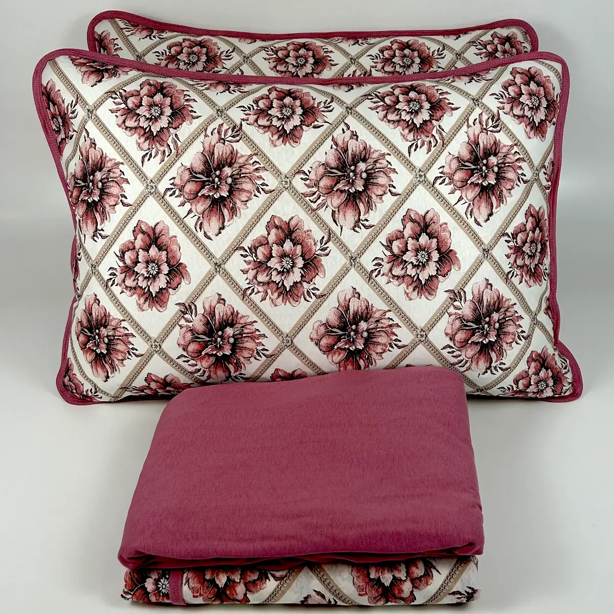 Jogo de Cama Casal 4 Peças Malha Floral Rosa Antigo – Colloda