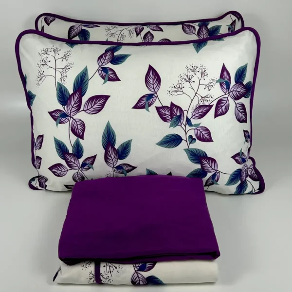Jogo de Cama 4 Peças Malha Folhagens Roxo