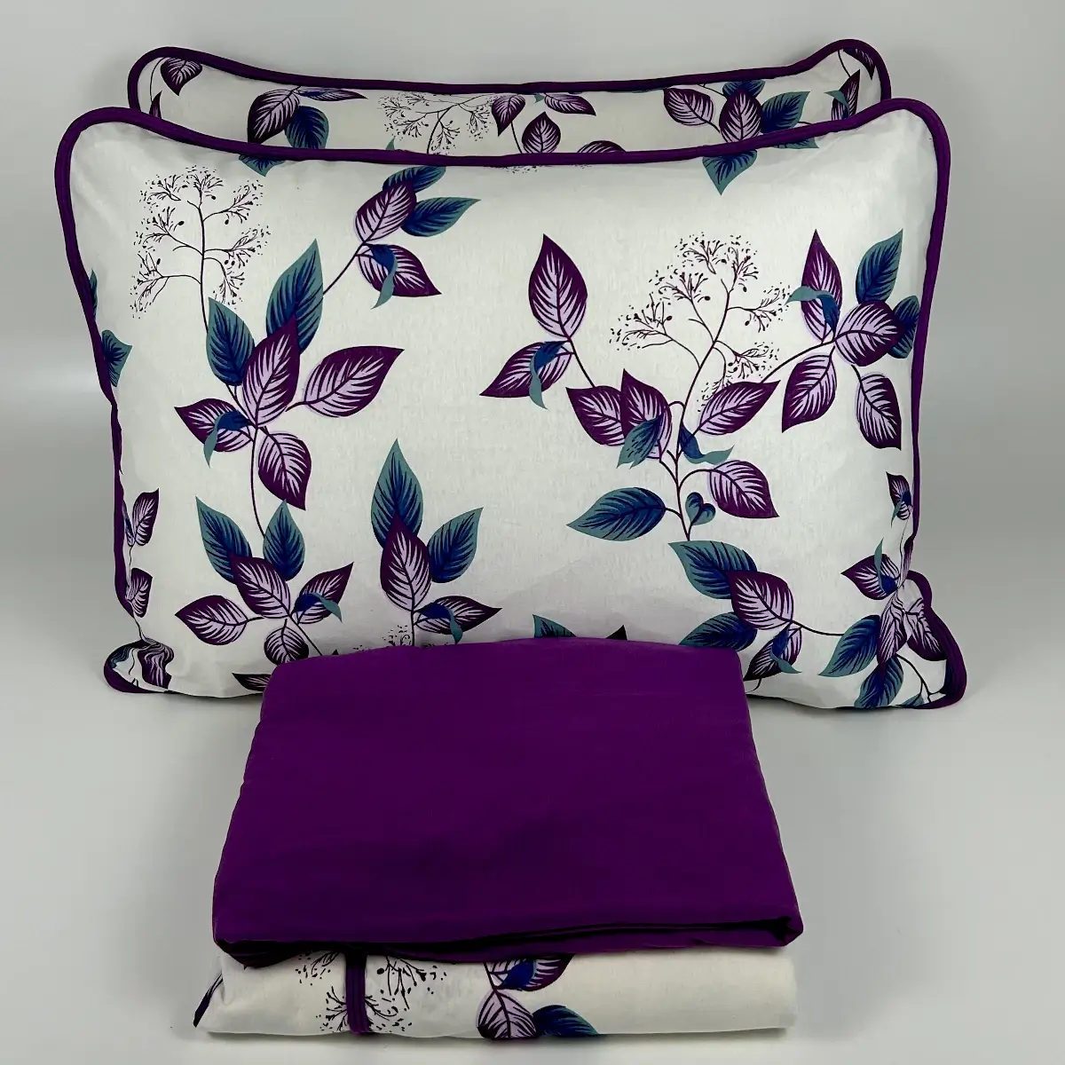 Jogo de Cama Casal 4 Peças Malha Folhagens Roxo – Colloda