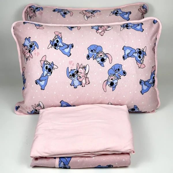 Jogo de Cama 4 Peças Malha Stitch Rosa Bebê