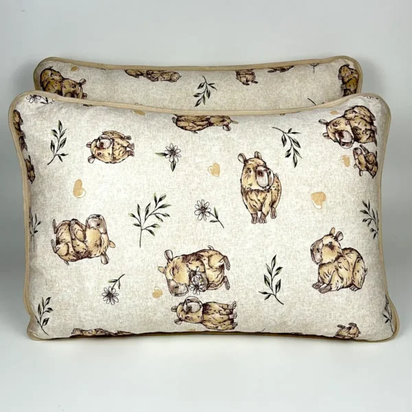 Par de Fronha de Malha Capivara in Love Bege