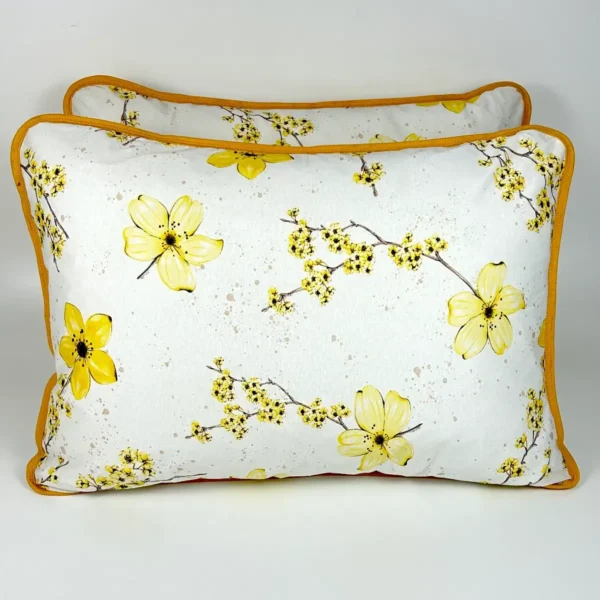 Par de Fronha de Malha Floral Amarelo