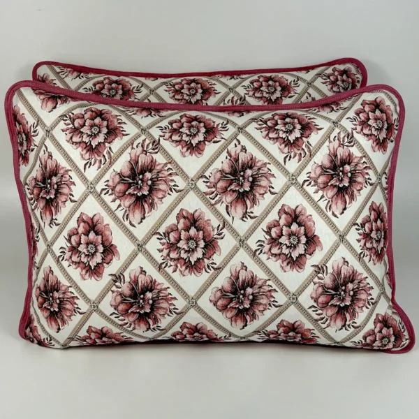 Par de Fronha de Malha Floral Rosa Antigo