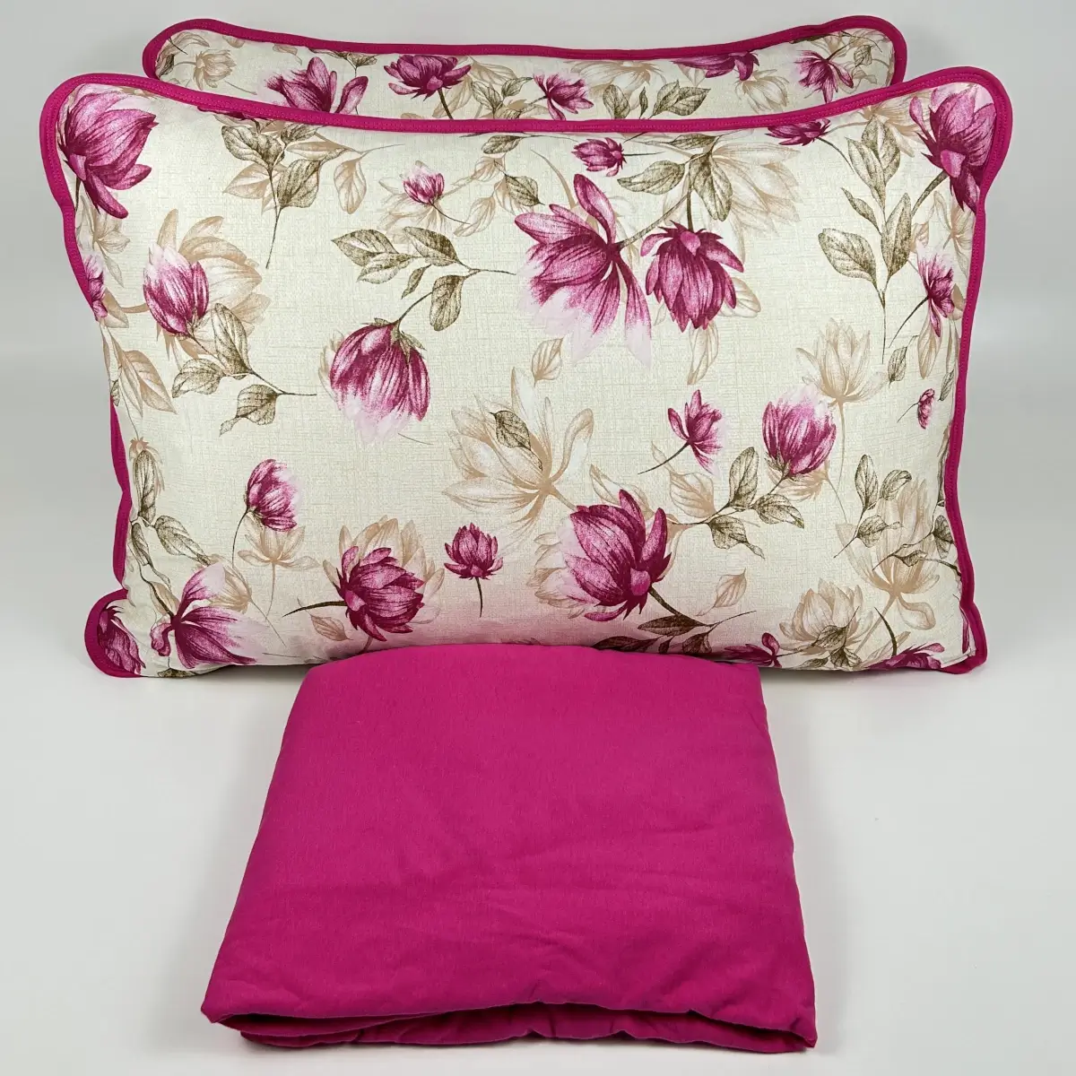 Jogo de Cama Queen 3 Peças Malha Floral Rosa Pink – Colloda