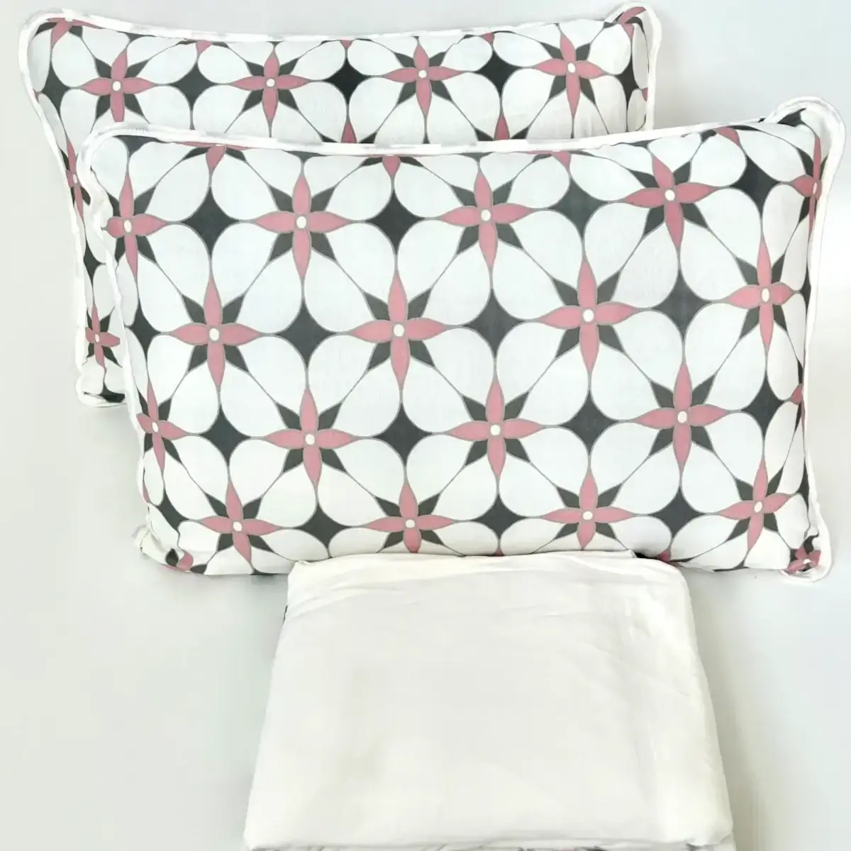 Jogo de Cama Queen 3 Peças Malha Geométrico Creme – Colloda