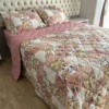 Cobreleito de Micropercal Patchwork Floral Rosa Antigo-2