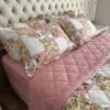 Cobreleito de Micropercal Patchwork Floral Rosa Antigo-3