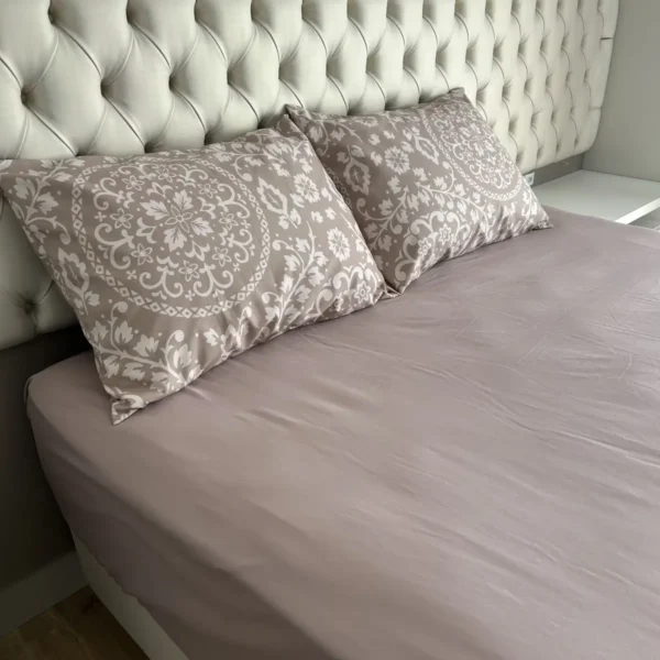 Jogo de Cama 3 Peças Micropercal 200 fios Arabesco Marrom Mocca-2