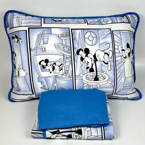 Jogo de Cama Solteiro 3 Peças Malha Mickey Azul Claro