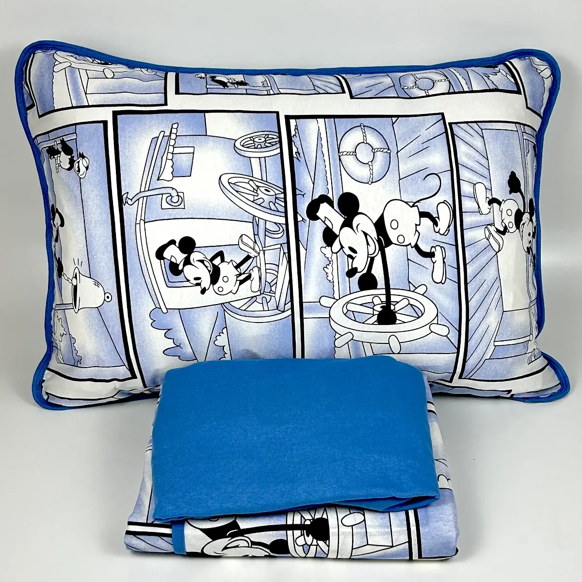 Jogo de Cama Solteiro 3 Peças Malha Mickey Azul Claro – Colloda