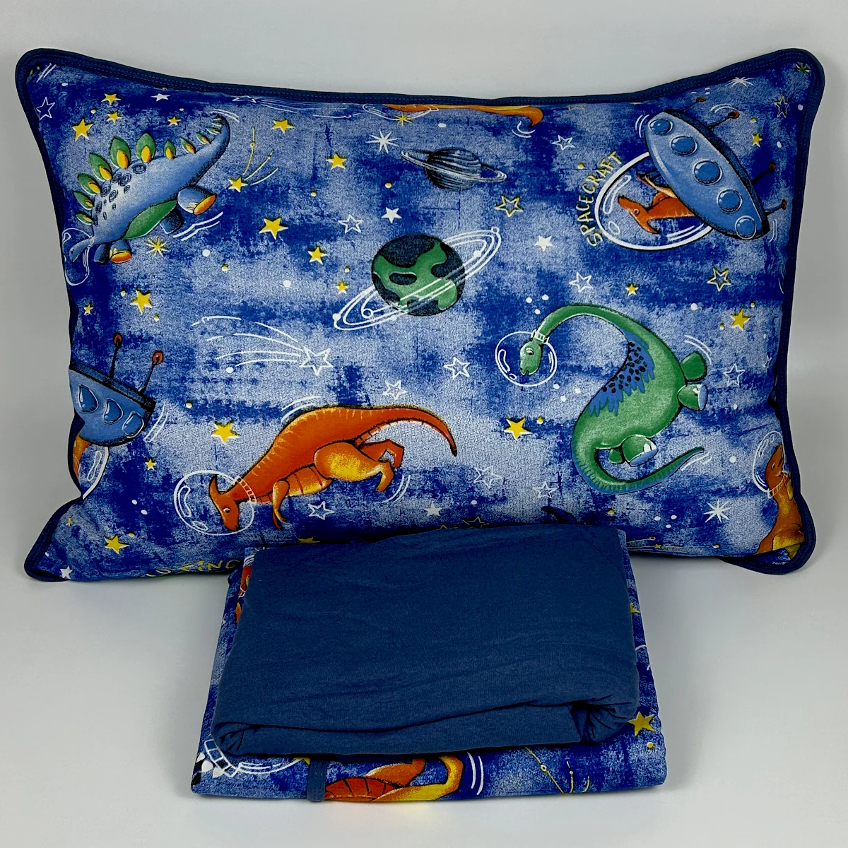 Jogo de Cama Solteiro 3 Peças Malha Dinossauros Azul Jeans – Colloda