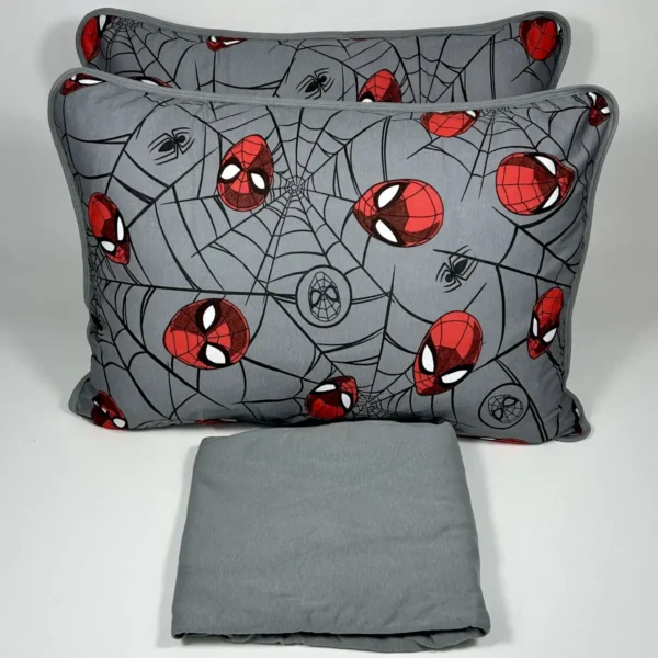 Jogo de Cama 3 Peças Malha Homem Aranha Cinza