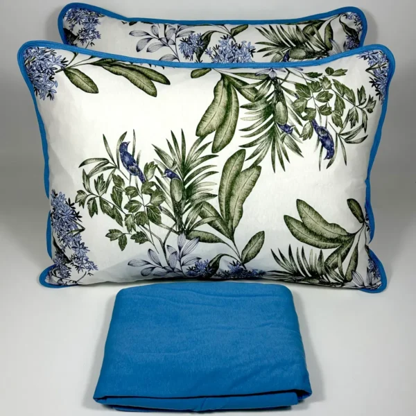Jogo de Cama 3 Peças Malha Tropical Azul Royal
