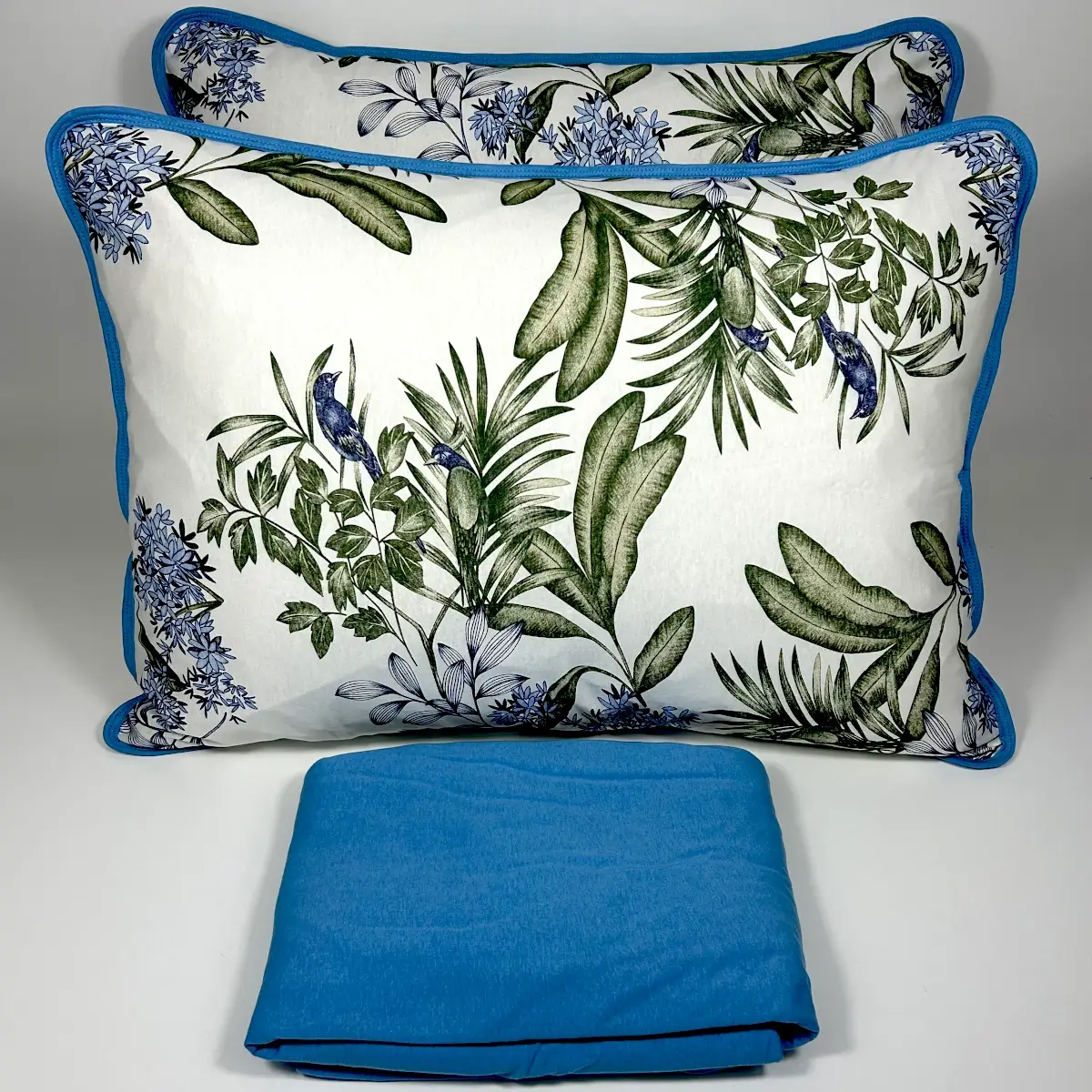 Jogo de Cama Casal 3 Peças Malha Tropical Azul Royal – Colloda
