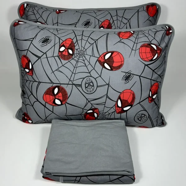 Jogo de Cama 4 Peças Malha Homem Aranha Cinza