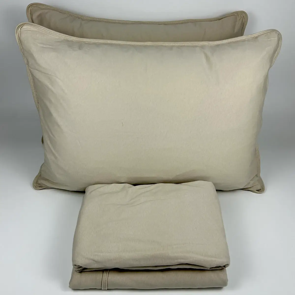 Jogo de Cama Casal 4 Peças Malha Liso Bege – Colloda