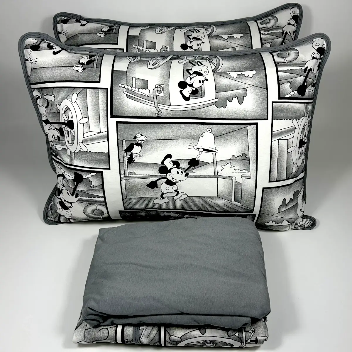 Jogo de Cama Casal 4 Peças Malha Mickey Vintage Cinza – Colloda