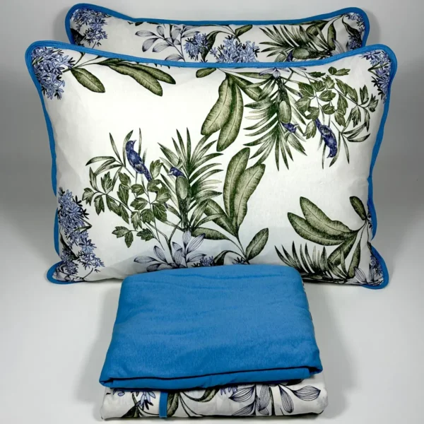 Jogo de Cama 4 Peças Malha Tropical Azul Royal