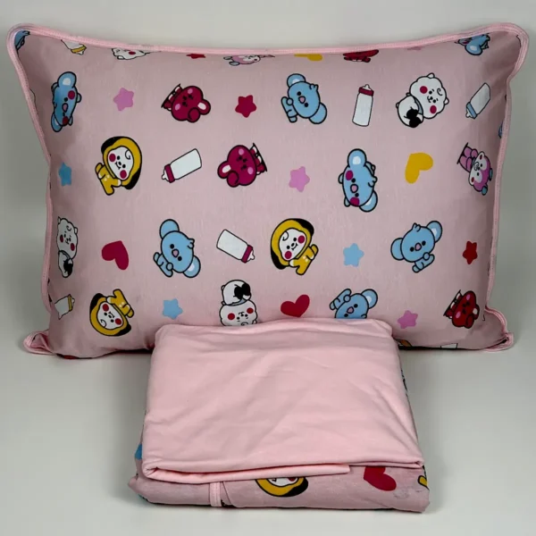 Jogo de Cama Solteiro 3 Peças Malha Baby Sleep Rosa Bebê