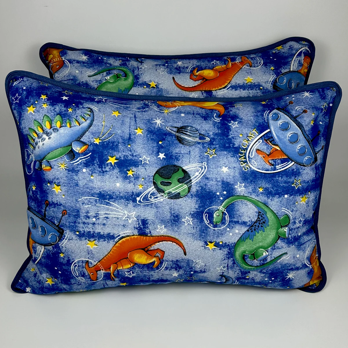 Par de Fronhas Malha Dinossauro Azul Jeans – Colloda