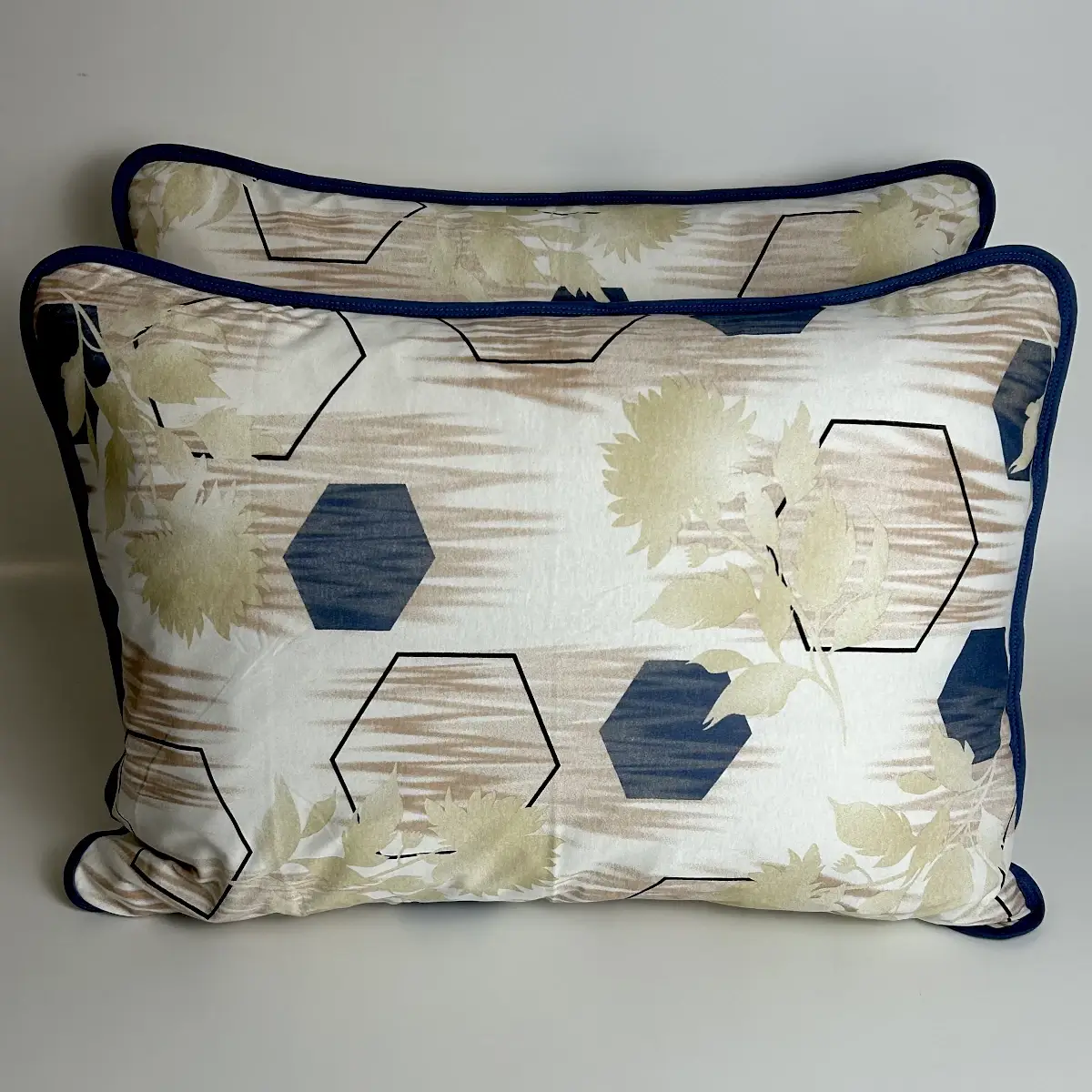 Par de Fronhas Malha Geometria Naval Azul – Colloda