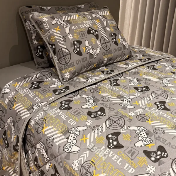 Cobreleito de Malha Game Cinza 2