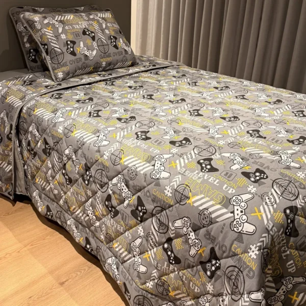 Cobreleito de Malha Game Cinza 3