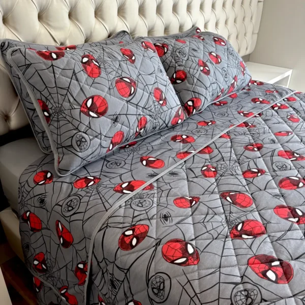 Cobreleito de Malha Homem Aranha Cinza 1