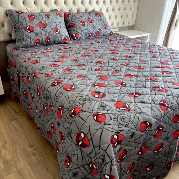 Cobreleito de Malha Homem Aranha Cinza 2