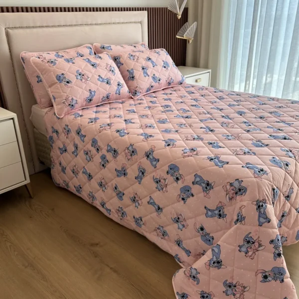 Cobreleito de Malha Stitch Rosa Antigo 2