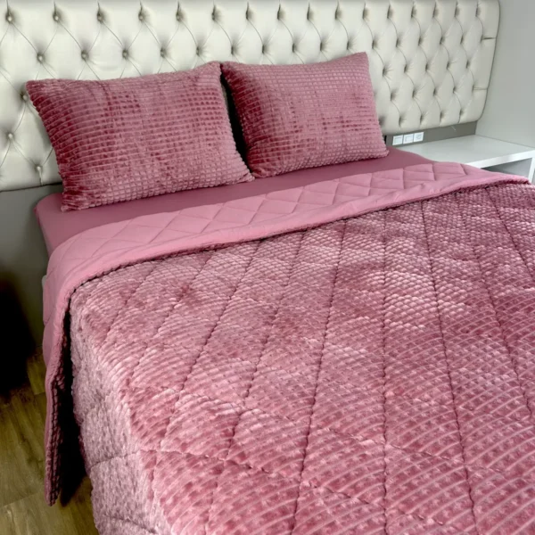 Cobreleito de Plush Rosa Antigo 1