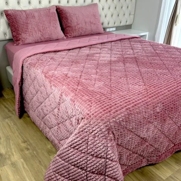 Cobreleito de Plush Rosa Antigo 3