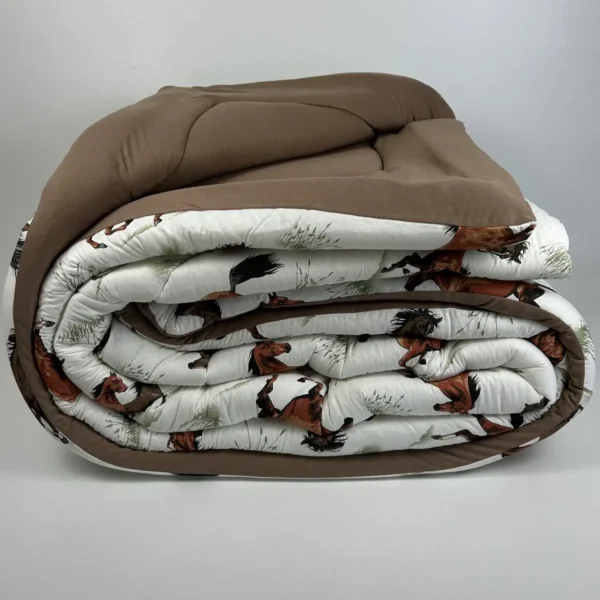 Edredon de Malha Cavalos Marrom 1