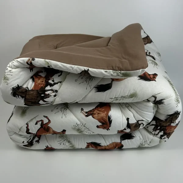 Edredon de Malha Cavalos Marrom 3