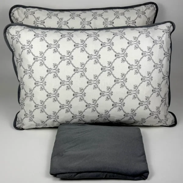 Jogo de Cama 3 Peças Malha Arabesco Moderno Cinza