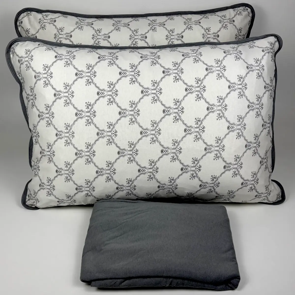 Jogo de Cama Queen 3 Peças Malha Arabesco Moderno Cinza – Colloda